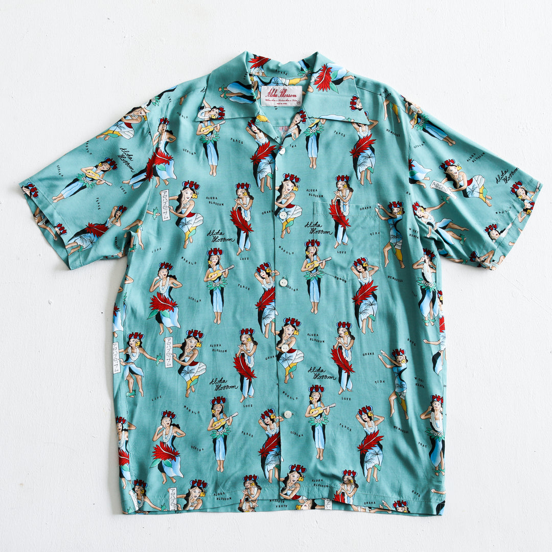 Aloha Blossom × SHIGIRA SEVEN MILES RESORT HULA GIRL SHORT SLEEVE
