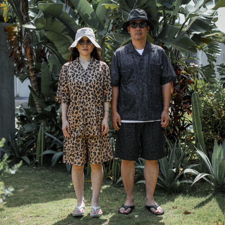 some_SURF Leopard Print Mesh Short Sleeve Shirt