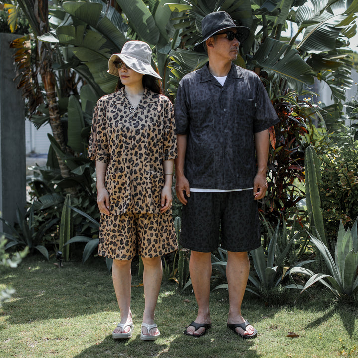 some_SURF Leopard Print Mesh Short Sleeve Shirt