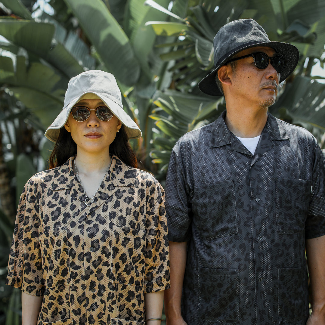 some_SURF Leopard Print Mesh Short Sleeve Shirt