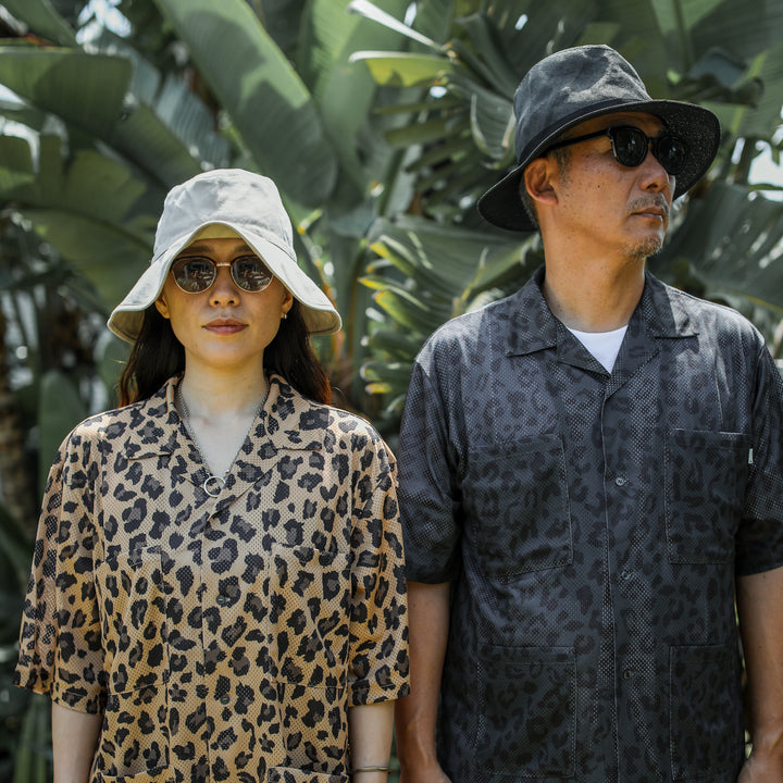 some_SURF Leopard Print Mesh Short Sleeve Shirt