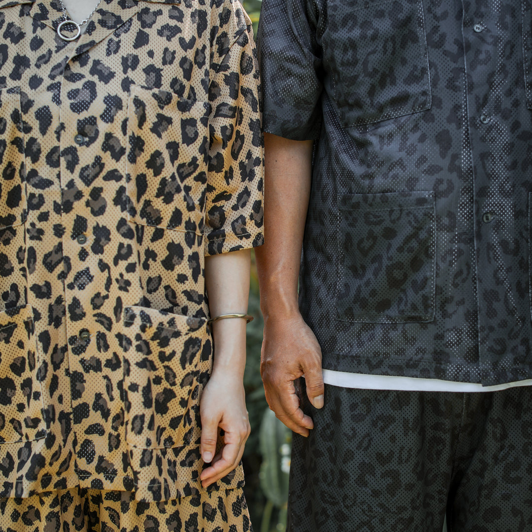 some_SURF Leopard Print Mesh Short Sleeve Shirt