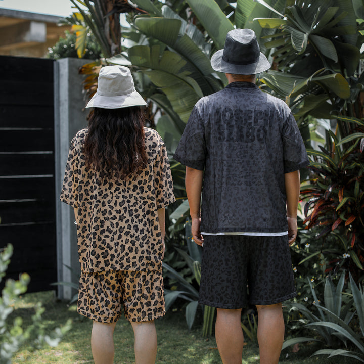 some_SURF Leopard Print Mesh Short Sleeve Shirt