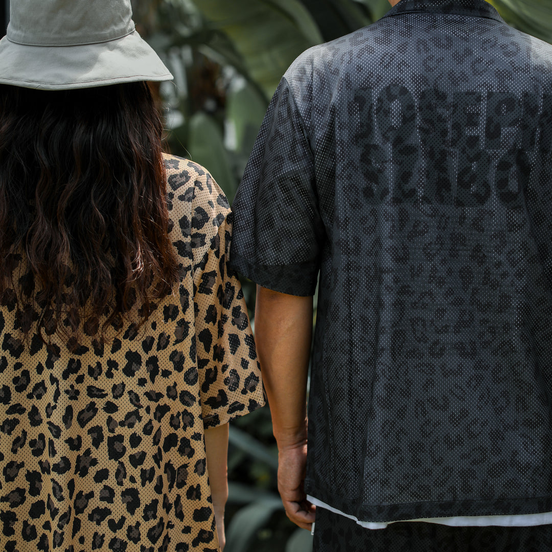 some_SURF Leopard Print Mesh Short Sleeve Shirt