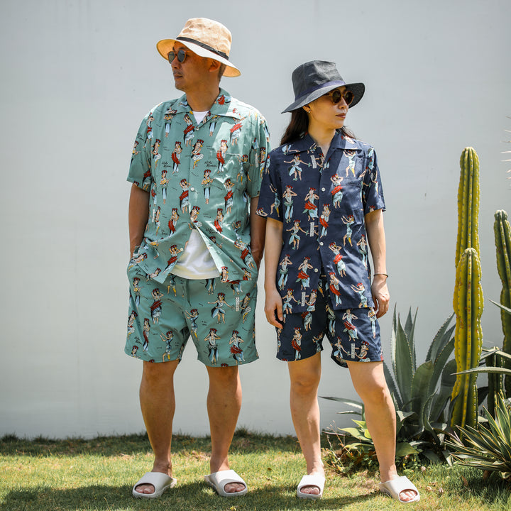 Aloha Blossom × SHIGIRA SEVEN MILES RESORT HULA GIRL SHORT SLEEVE