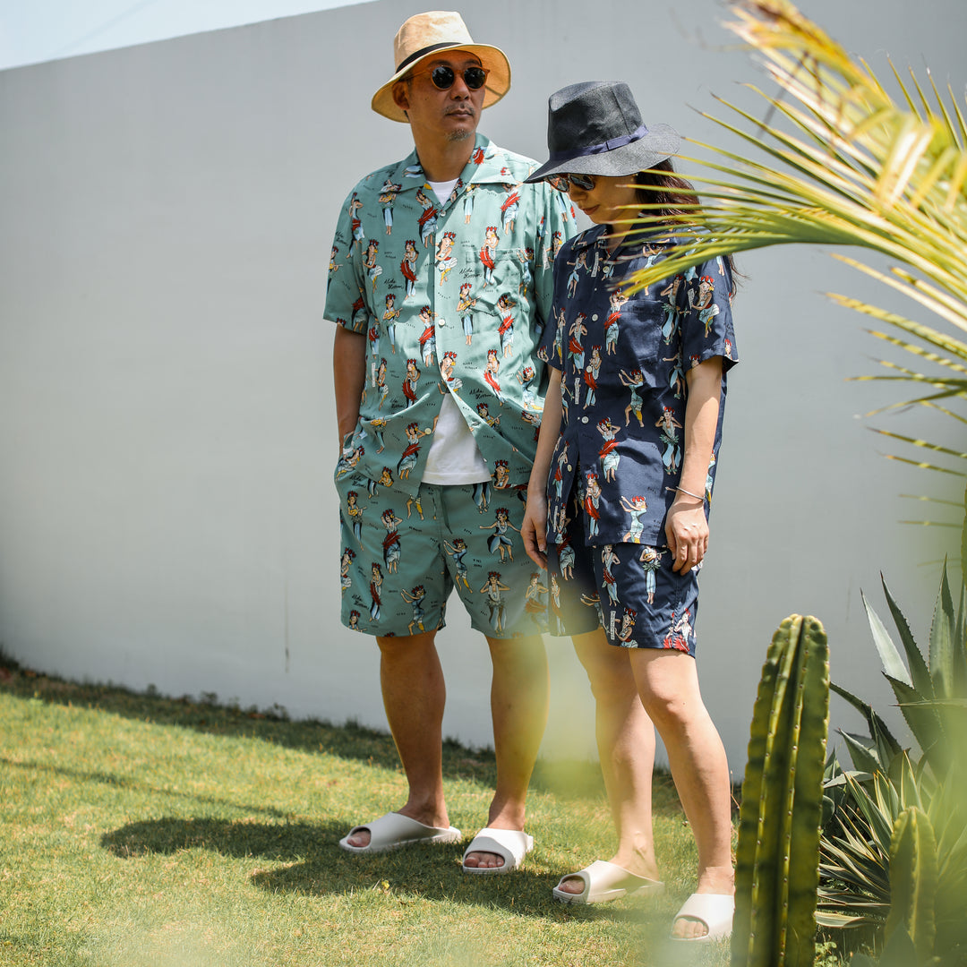 Aloha Blossom × SHIGIRA SEVEN MILES RESORT HULA GIRL SHORT SLEEVE
