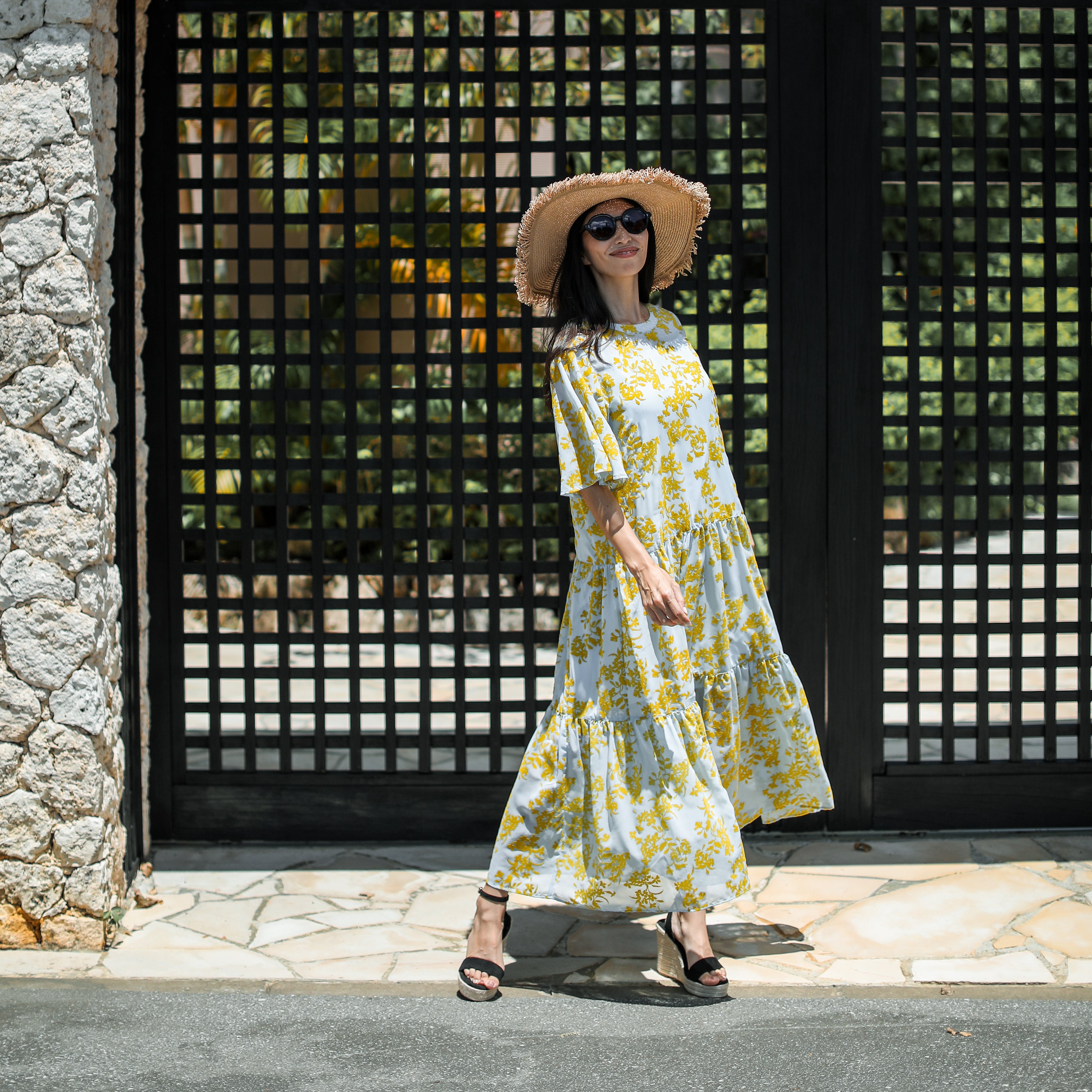 Rumieloin Flock Print 2Way Dress