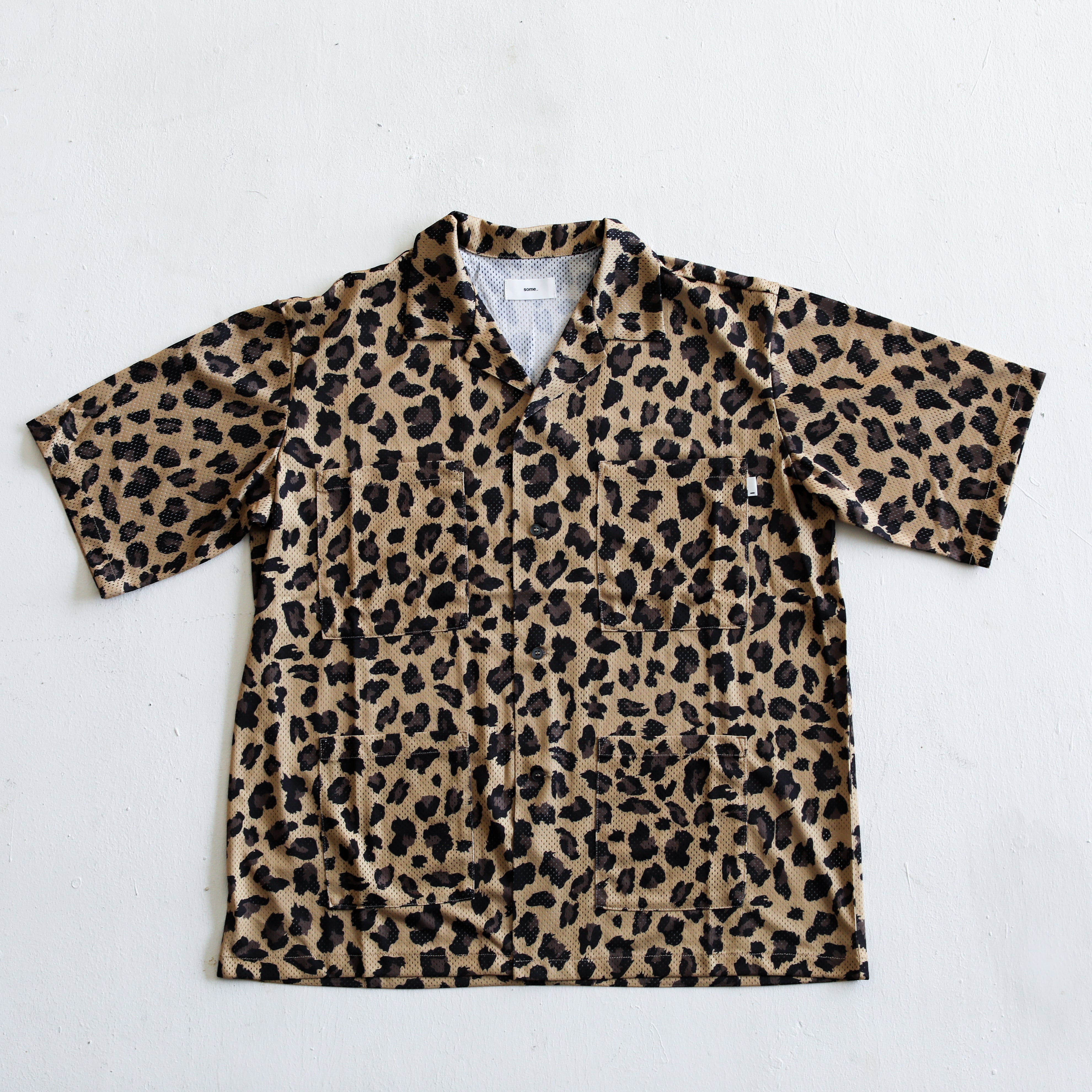 some_SURF Leopard Print Mesh Short Sleeve Shirt