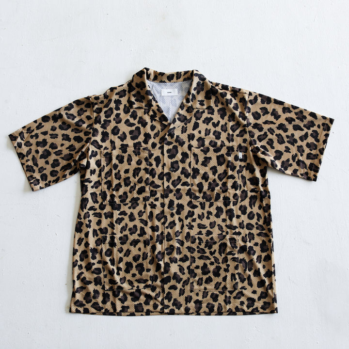 some_SURF Leopard Print Mesh Short Sleeve Shirt