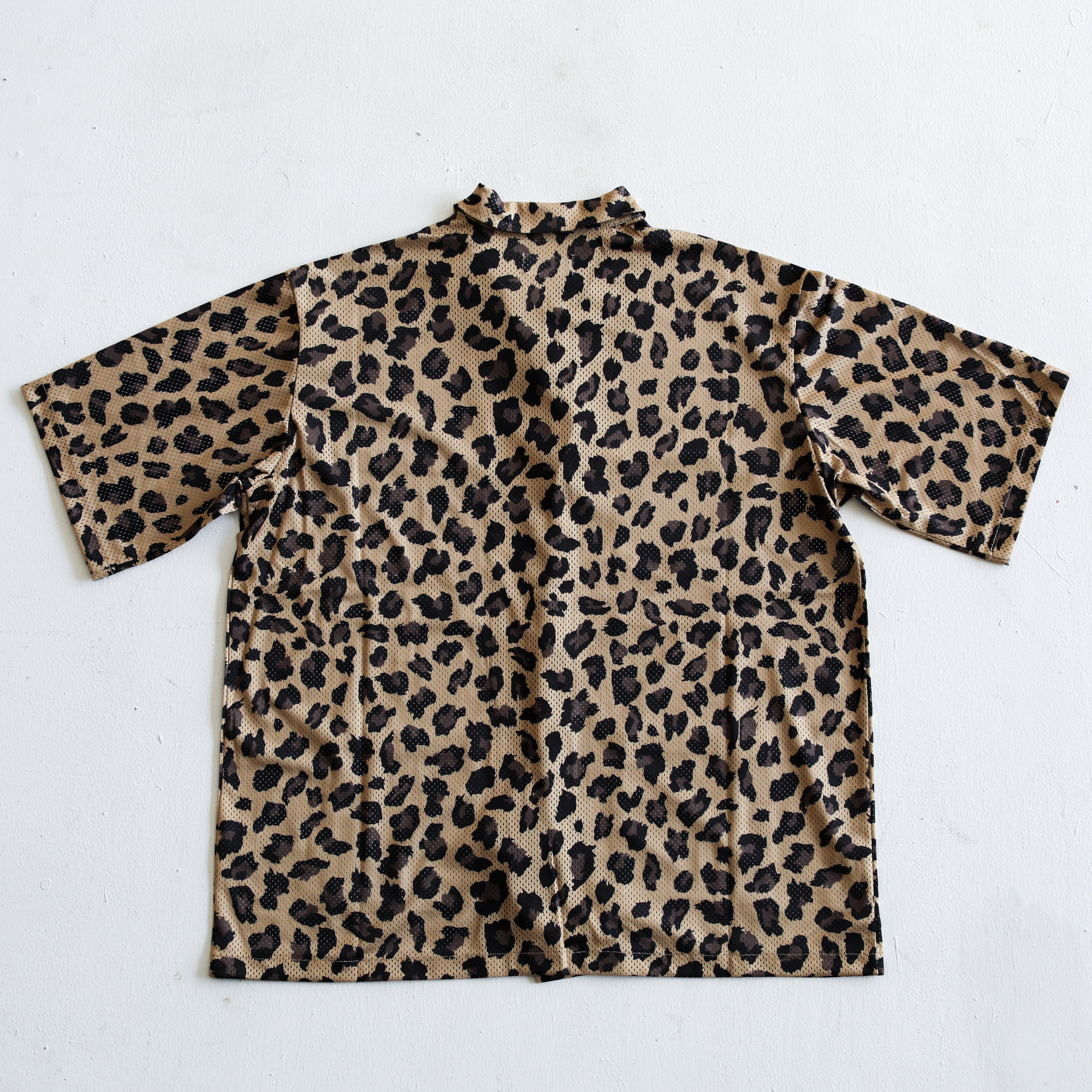 some_SURF Leopard Print Mesh Short Sleeve Shirt