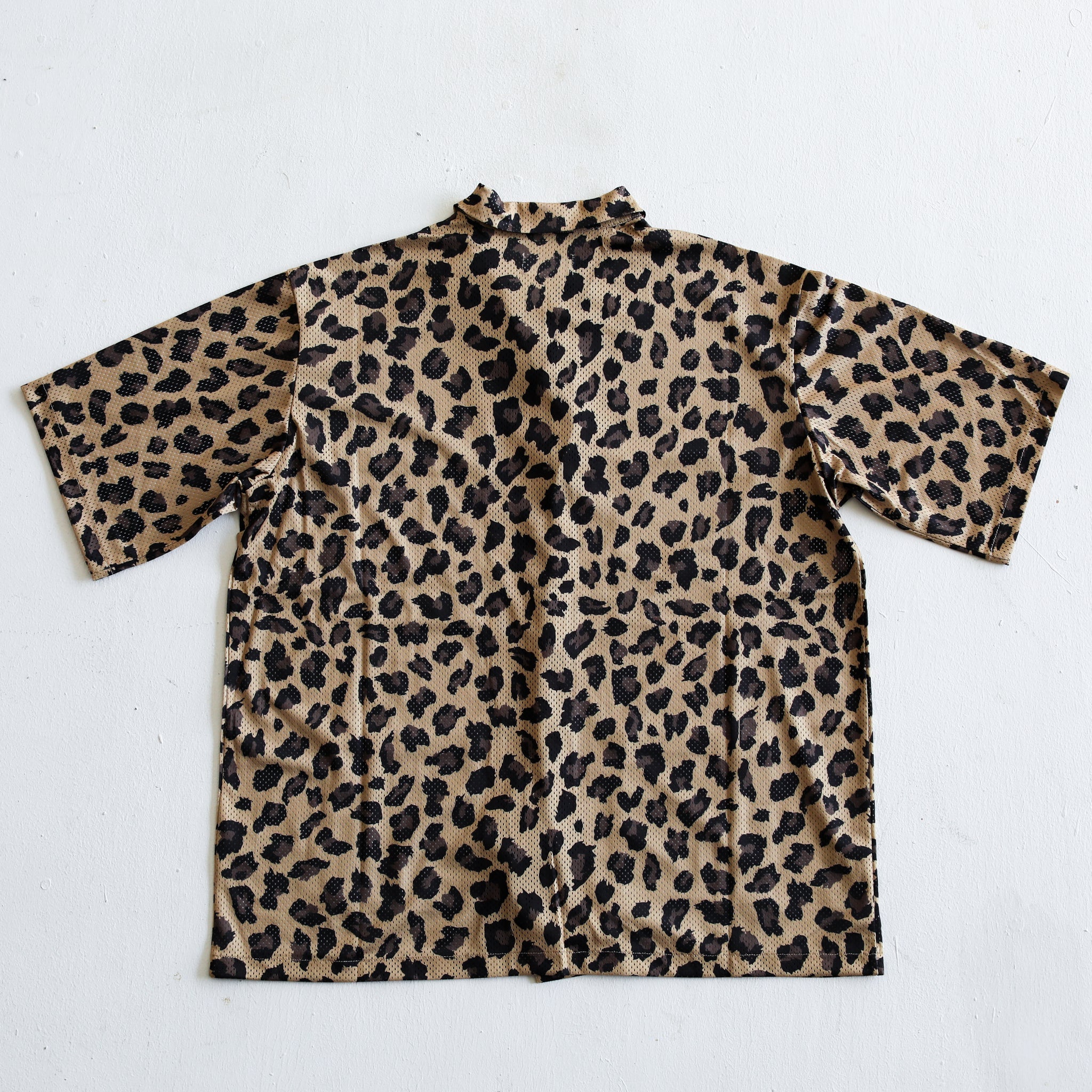 some_SURF Leopard Print Mesh Short Sleeve Shirt