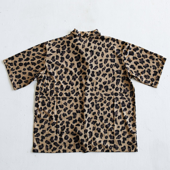some_SURF Leopard Print Mesh Short Sleeve Shirt