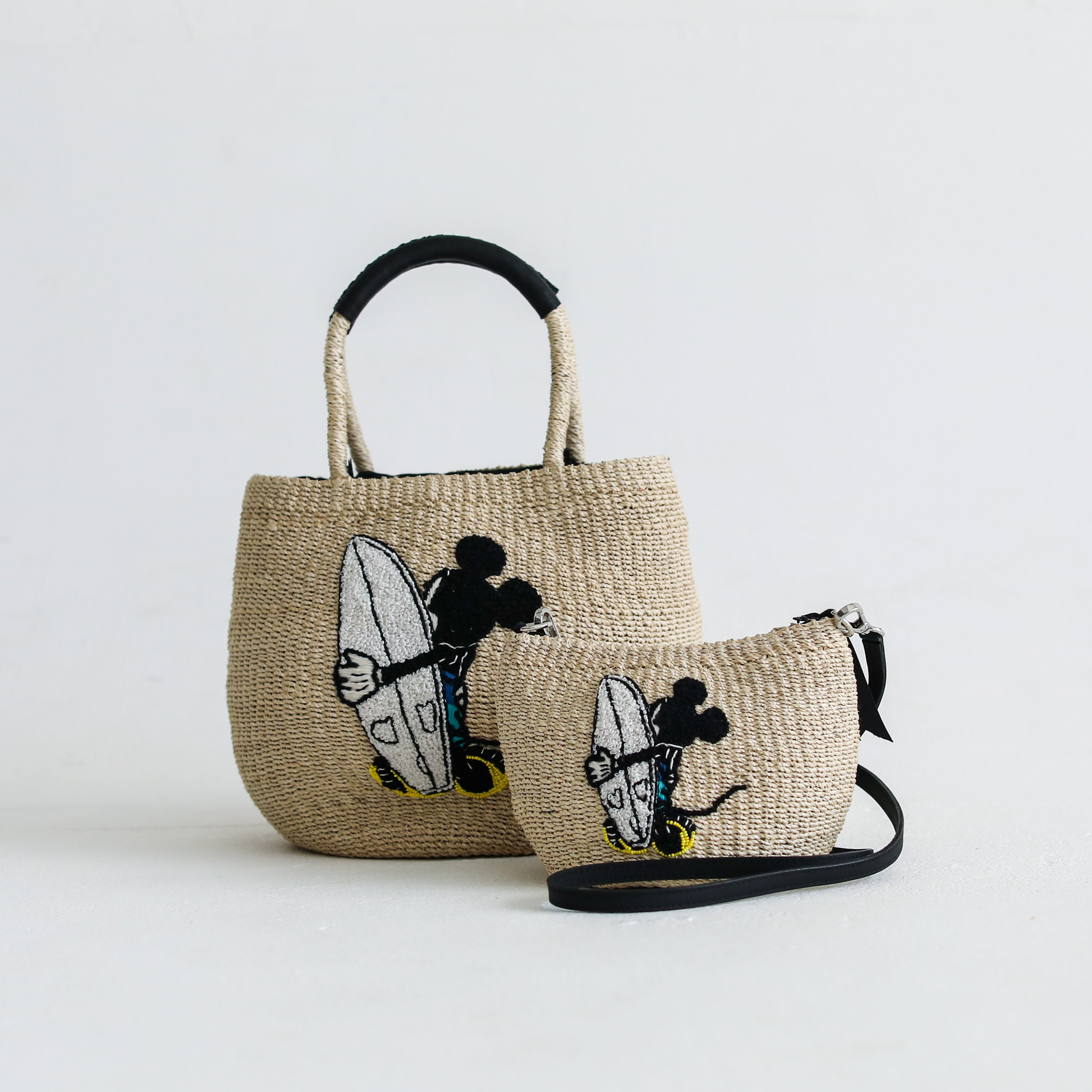 ☆送料無料☆ セレクトミッキー　アルファタカバ　サクライリビング Miyako Blue Mickey Shoulder Bag NATURAL – SHIGIRA SEVEN MILES
